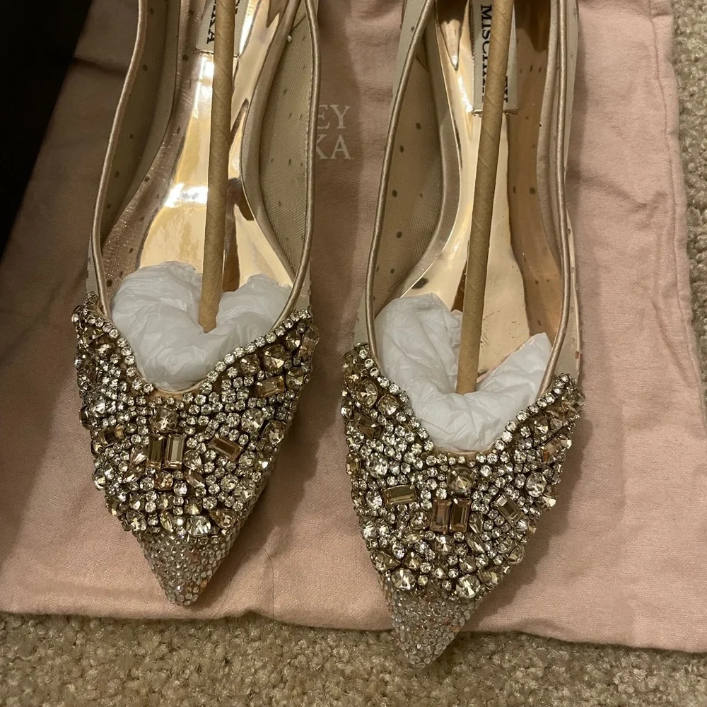 Badgley Mischka Bridal Crystal embellished flats shoes - Picture 3 of 7
